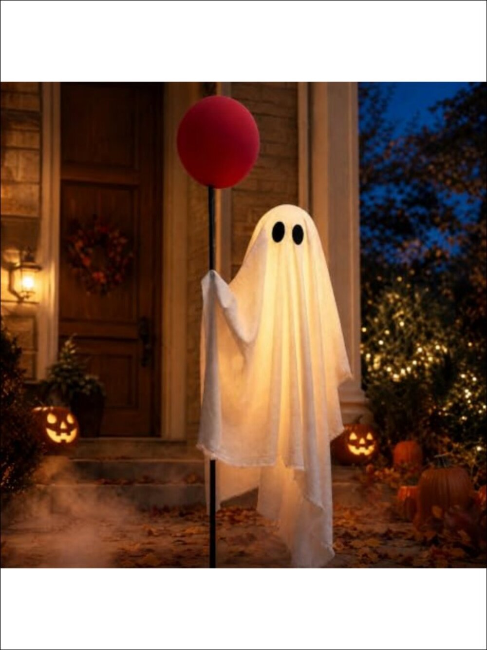 6 FT Life Size Ghost with Red Balloon Halloween Decor Lighted Outdoor Indoor